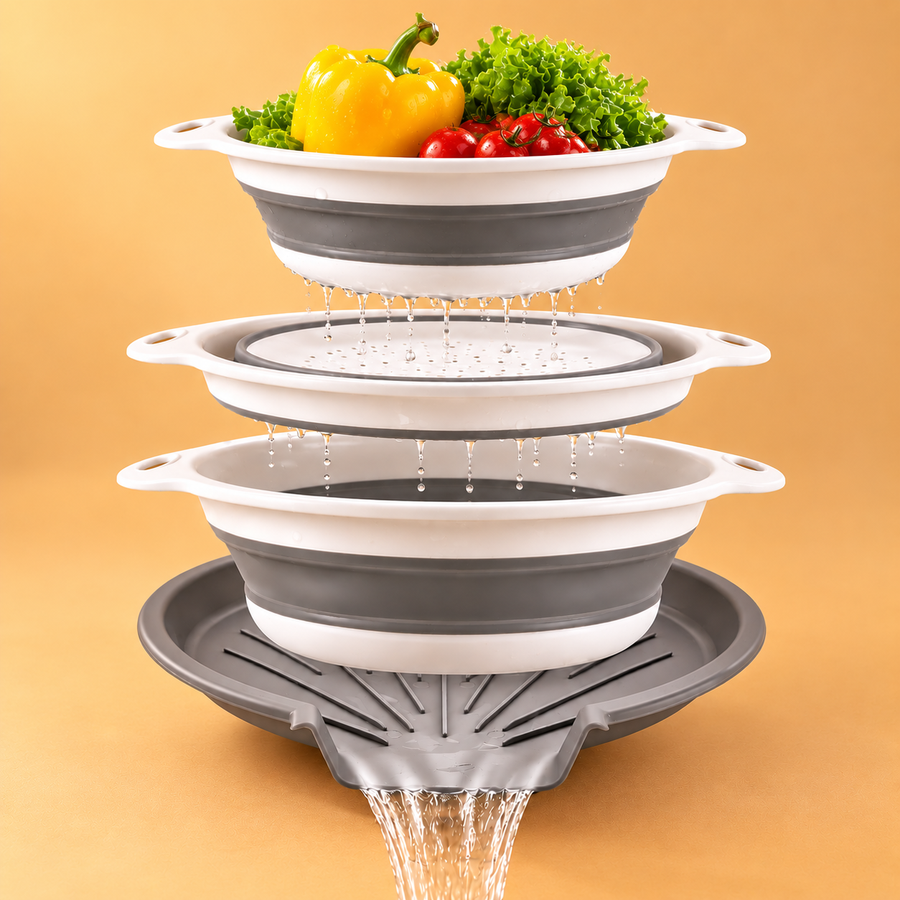 Foldable Kitchen Drain Basket Set with Base