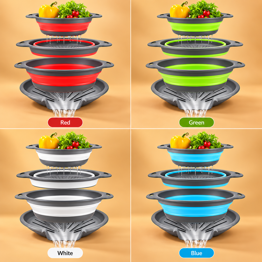 Foldable Kitchen Drain Basket Set with Base
