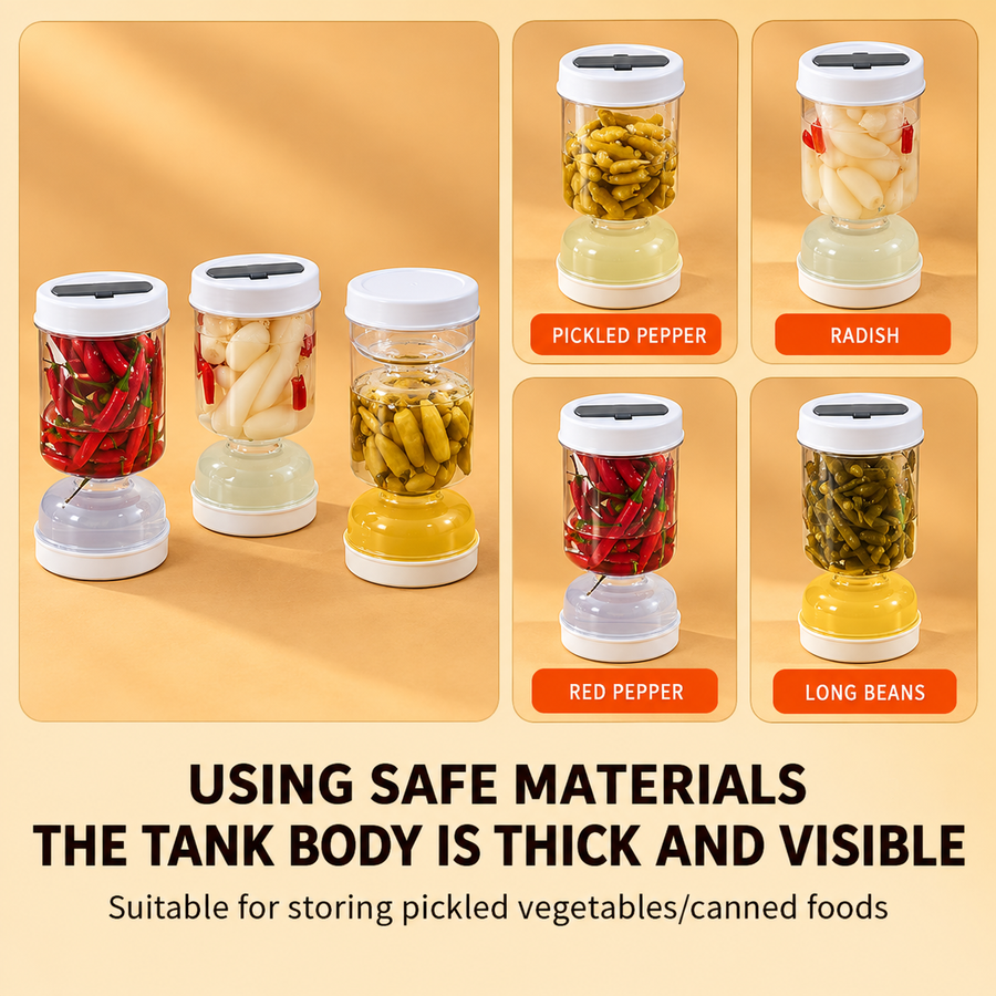 Kitchen Dry Wet Separation Pickle Jar with Fork